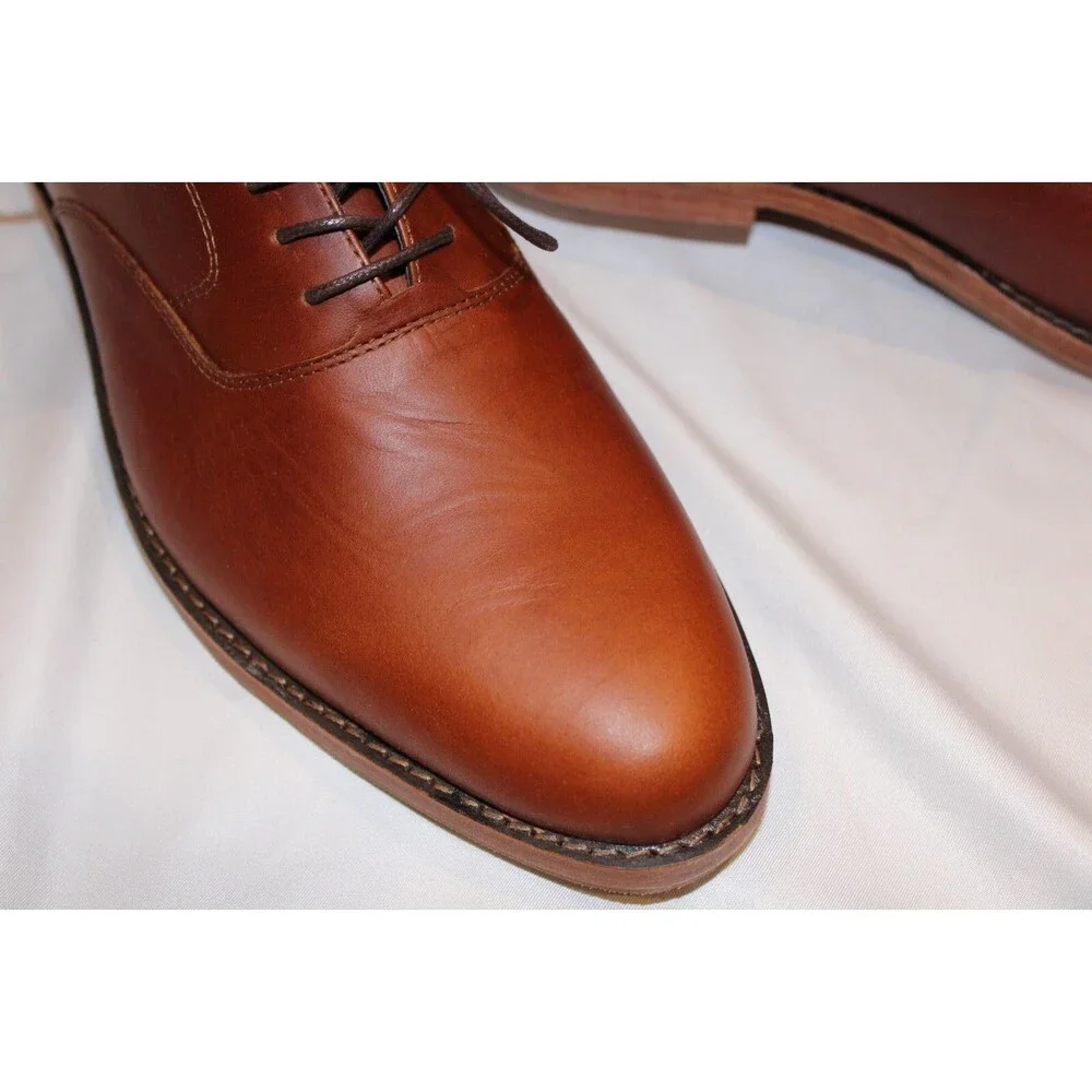 NISOLO MEN'S EVERYDAY‎ OXFORD LEATHER DRESS SHOES BRANDY NIB $188